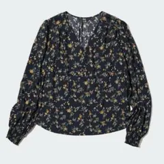 UNIQLO ユニクロ プリントVネックブラウス（長袖）M 値下げしました！