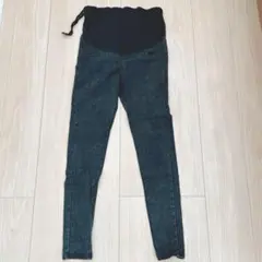 マタニティ ブラックデニム スキニーパンツ　出産準備　授乳服　産前産後　妊婦