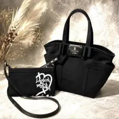 【美品】LANVIN en Bleu トートバッグ ショルダーポーチ付 黒のサムネイル