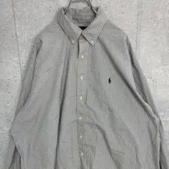 ラルフローレン　ギンガムチェック　ポニー刺繍　長袖BDシャツ　2XL
