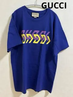 GUCCI ロゴプリント 半袖Tシャツ ブルーのサムネイル