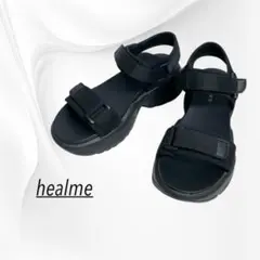 ！【人気・厚底】heal me ヒールミー スポーツサンダル ブラック M 春夏のサムネイル