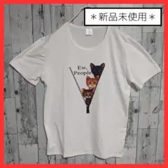 ★猫　プリント　Tシャツ　カットソー　イラスト　XL　ホワイト　白　ねこ