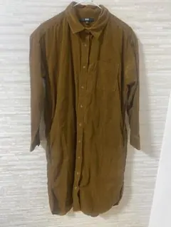 UNIQLO コーデュロイ シャツワンピース M ブラウン