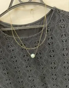 サロンドバルコニー　コットンパール　ネックレス　水色