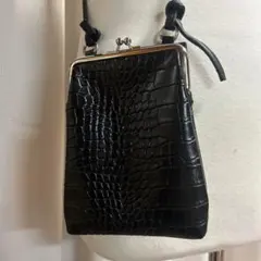 ブラック クロコダイル風 ショルダーバッグ