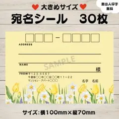 宛名シール　チューリップ　スイセン　春　　黄色　イエロー　30枚　大きめサイズ