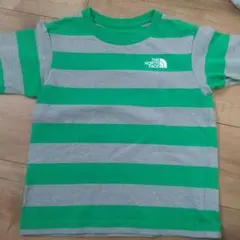 THE NORTH FACE 緑グレー ストライプ Tシャツ 110