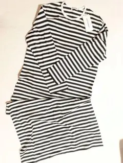 新品　marimekko ボーダー 長袖ワンピース　ナイトドレス　XSのサムネイル