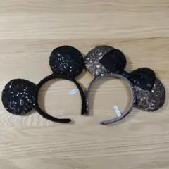 東京ディズニーリゾート カチューシャ 2点セット ミッキー ミニー スパンコール