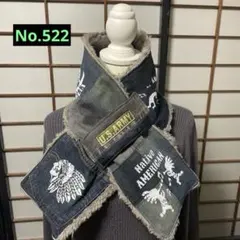 No.522 デニムリメイクマフラー　インディアン　ココペリ 男前　秋冬用