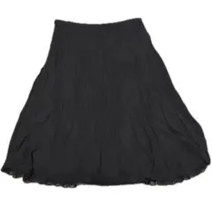 プリーツスカート 黒 レース フレア