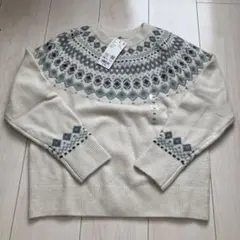 ユニクロスフレヤーンノルディック柄セーター 150ホワイト