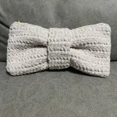 リボンペンケース　ポーチ　ハンドメイド　編み物