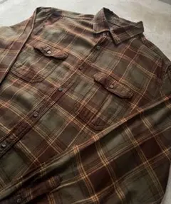 【good regular】GEORGE チェックネルシャツ レーヨンブラウン