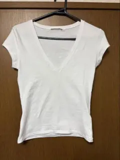 ZARA Vネック 半袖 Tシャツ ホワイト Mのサムネイル