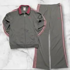 アディダス トレーニングウエア セットアップ 上下 グレー レディース Lサイズ
