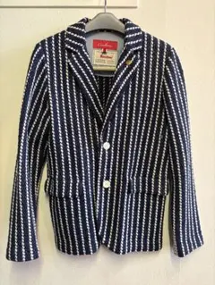 Coohen ネイビー ホワイト ストライプ ブレザー