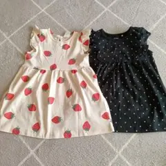 H&Mいちご柄とドット柄のワンピース2点セット