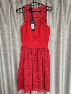 PINKO レッド レース ひざ丈ワンピース　サイズ36