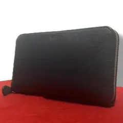 人気商品　バリー　長財布　ラウンドジップ　ロゴ型押し　レザー　ネイビーのサムネイル