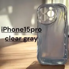 iPhone15proケース クリアグレー 新品 おしゃれ シンプル 保護カバー