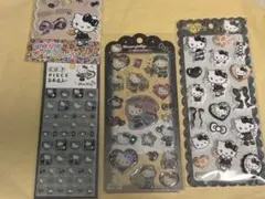 サンリオ　キティ　タイルシール　おはじきシールフレーク　豹柄　モノクロ　セット