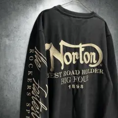 Norton Y2K 刺繍ロゴ 薄手スウェット お兄系 ロック 黒のサムネイル