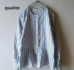 qualite ストライプペプラム長袖ブラウス 38のサムネイル