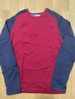 USA古着 TOMMY HILFIGER DENIM ニットセーター L 赤