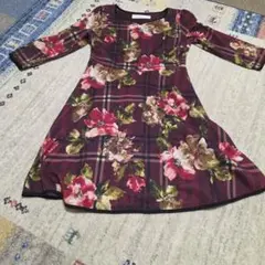 トッコクローゼット　花柄チェック Aラインワンピース
