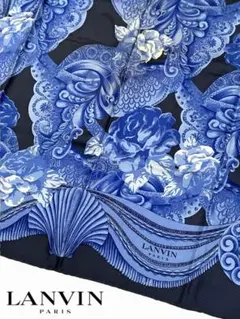 LANVIN/ランバン イタリア製 ブルー系色シルクバンダナ・スカーフ