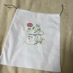 お花の刺繍のショッパー巾着袋　白　Christian Dior 保存袋