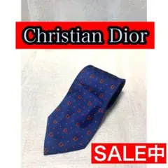 【Christian Dior】ネクタイ美品  ネイビー 総柄