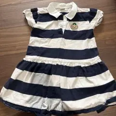 ストライプ柄 半袖ワンピース ネイビー