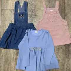 女の子【プティマイン　H&M】デニムジャンバースカート等　まとめ売り　80㎝