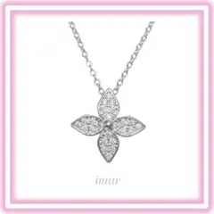 ネックレスシルバー925ジルコニア人工ダイヤフラワー花華奢シンプル小ぶり1019