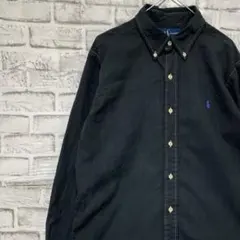 ラルフローレン長袖シャツ！ブラックL ロゴ刺繍 0302