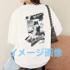 【PUBLUX】 Tシャツ 白　猫　大きめ　ゆったり　コットン