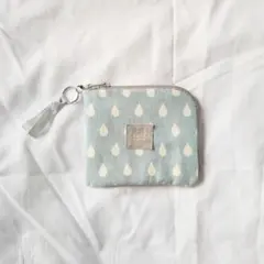 ハンドメイド 北欧 しずく柄 L字ファスナーポーチ