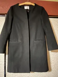 SIMPLICITE ノーカラー　ブラック ロングコート