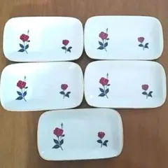 Sango　サンゴ　薔薇　ローズ柄　角皿　5枚セット