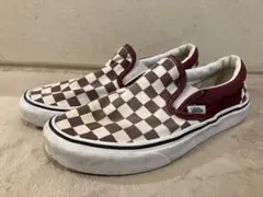 VANS スリッポン チェッカー バーガンディ 23cm