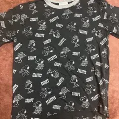 PEANUTS スヌーピー 総柄 半袖 Tシャツ ブラック M