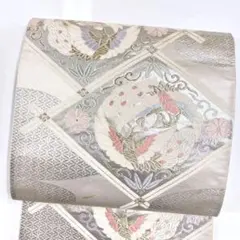 袋帯　唐織　鳳凰　七宝　菱　菊花　笹の葉　金糸　銀糸　着物　077ty