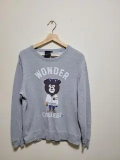 BEAMS クマイラスト トレーナー M グレー