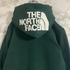 《希少　リアビュー》ザノースフェイス　裏起毛フルジップパーカー　グリーン　S