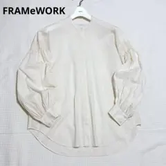 美品✨フレームワーク ギャザースリーブブラウス ノーカラー シャツ 日本製のサムネイル