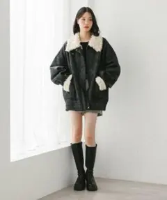 【Heather】 ファーカラーBIGムートンジャケット