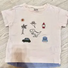 petit main 恐竜刺繍 Tシャツ 100cm